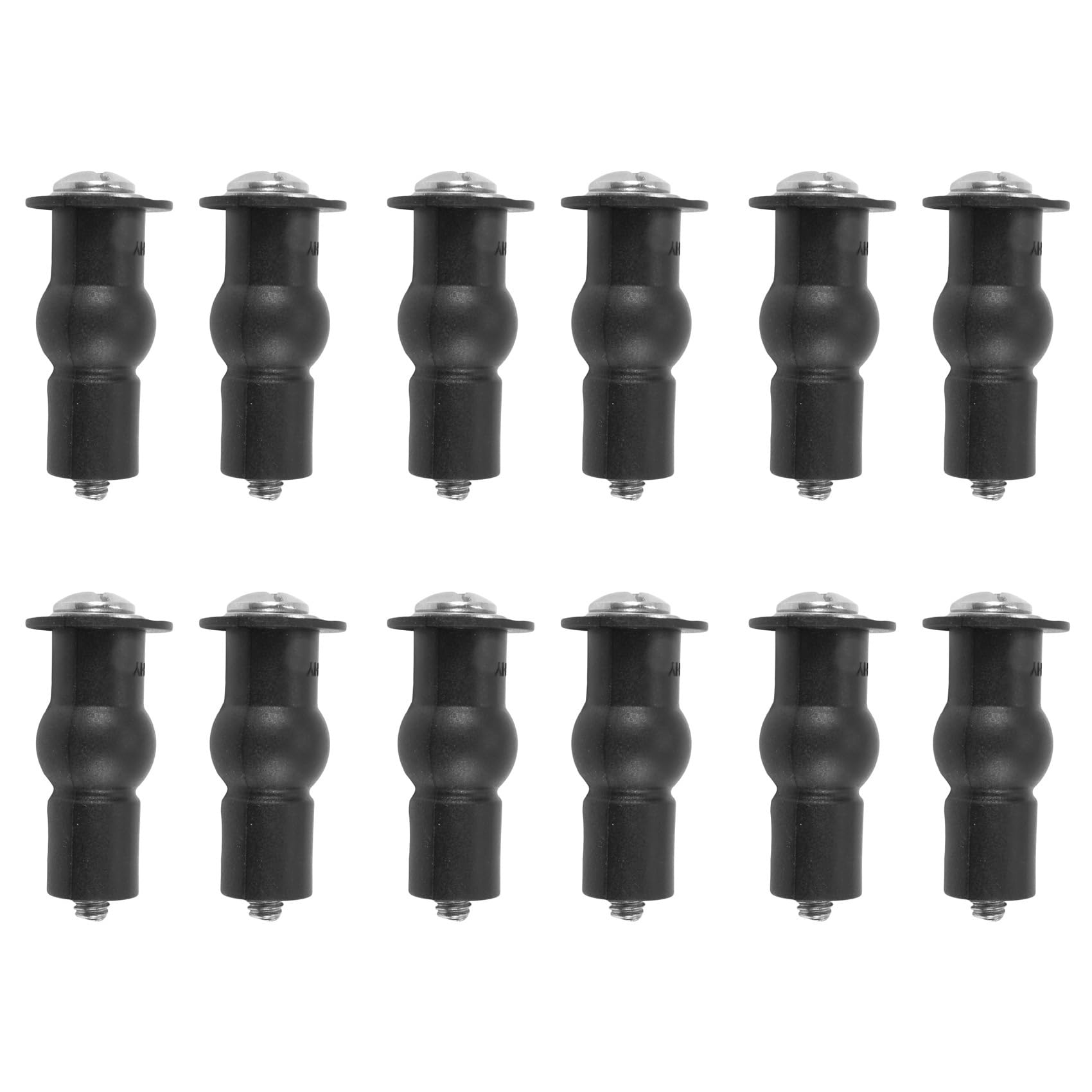 Jnchdghwa Black & Silver 12X Toilet Seat Top Fix Seat Hinge Hole Fixings Well Nut Rubber Back To Wall