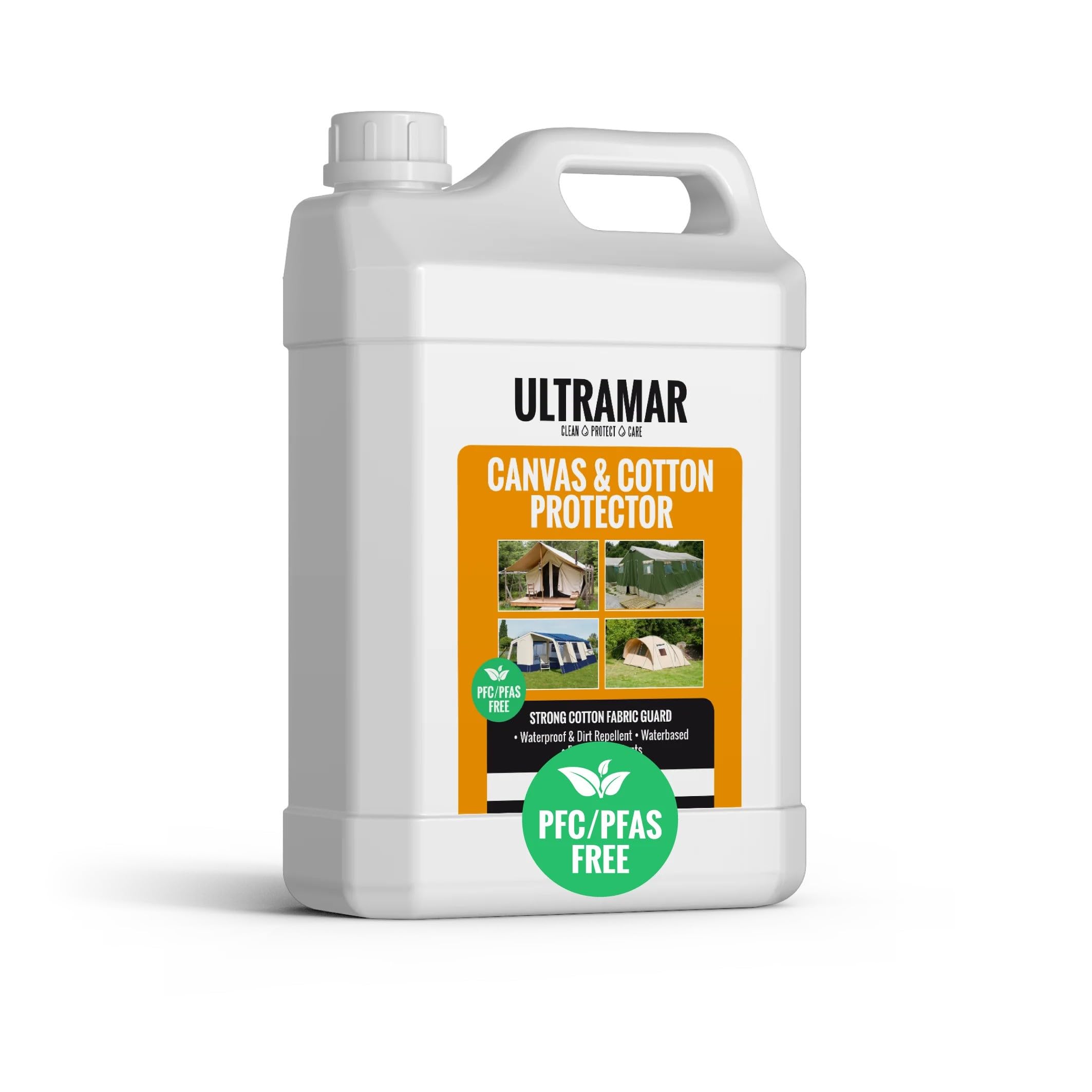 Ultramar - Canvas & Cotton Protector - 5L - Imperméabilisant pour Tente, Coton et Textiles Tent - Imprégnation Forte - Imperméable à l'eau