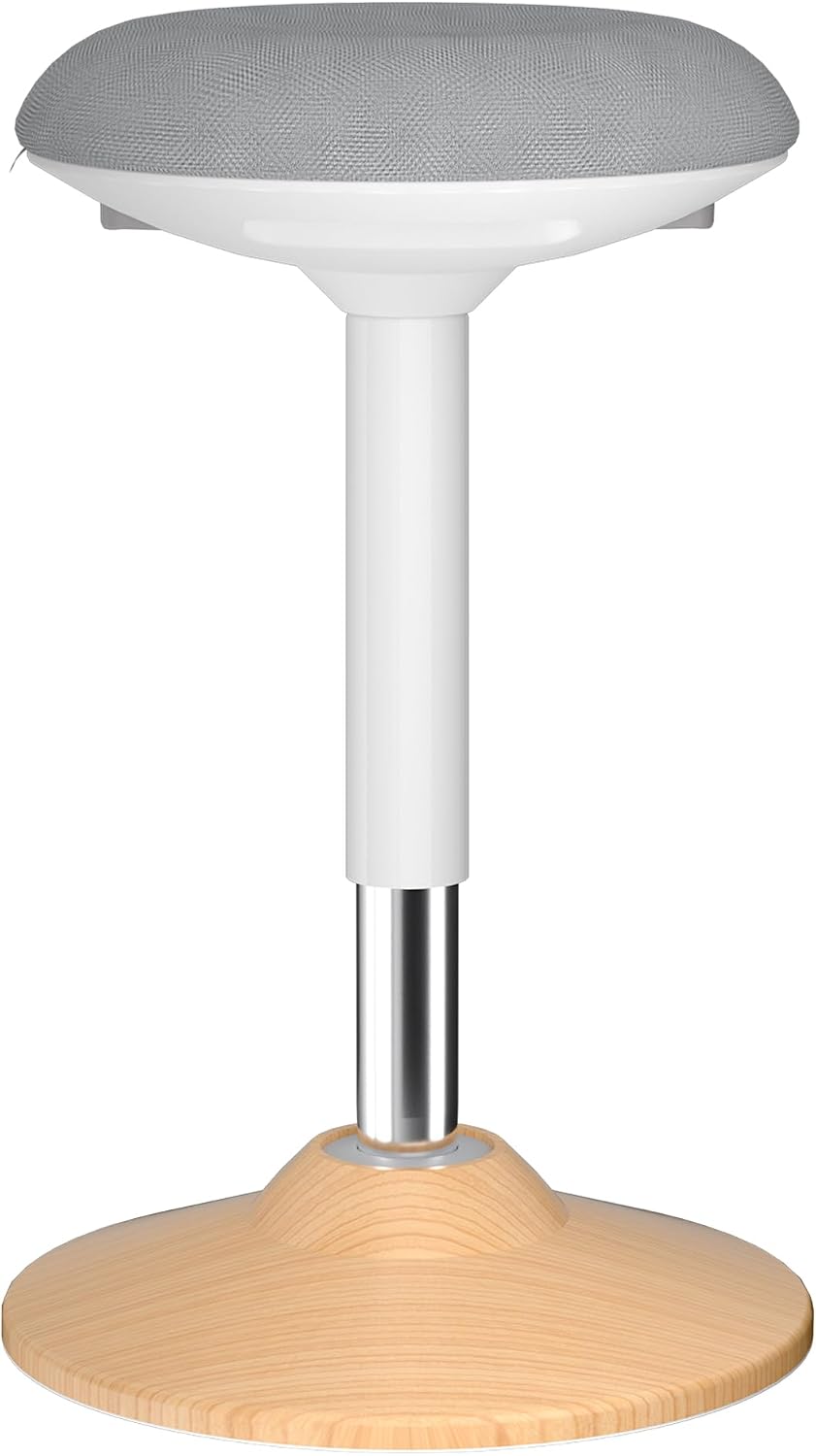 Wobble Stool for Standing Desk,19.7"-27.5" Height Adjustable,LightWood | ERGO COLLECT Anti-Fatigue Active Stool,Upgraded Non-Slip Base&Full Swivel,Widened Cushion,440lbs Capacity,for Home Office