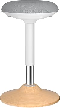 Adult Standing Wobble Stool for Home Office,Lightwood | 19.7"-27.5" Height Adjustable Anti-Fatigue Active Stool,Upgraded Non-Slip Base&Full Swivel,Widened Cushion,440lbs Capacity