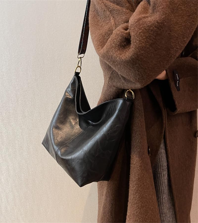 Bolso Tote Oversize de PU para mujer negro miniatura 2