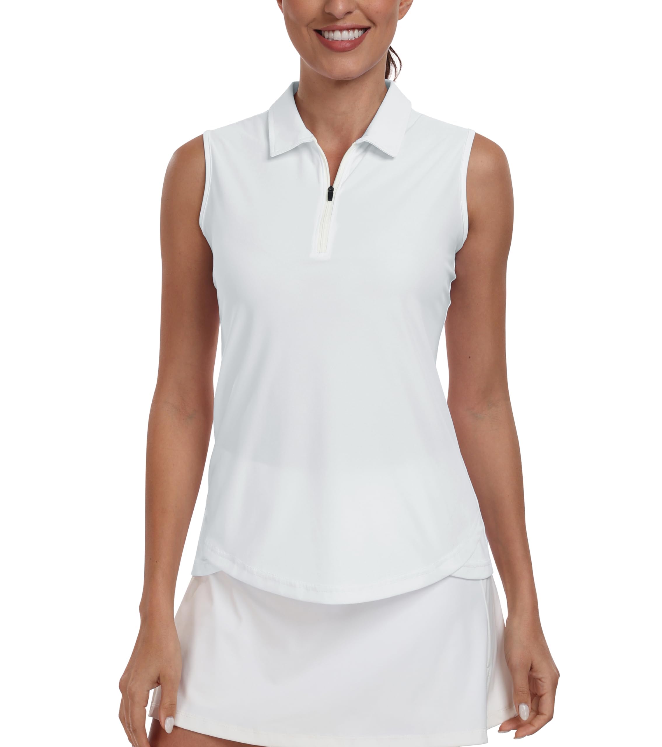 MoFiz Camisetas Sin Mangas para Mujer Polo Verano Camisetas Deportivas Tank Top Golf con Cremallera