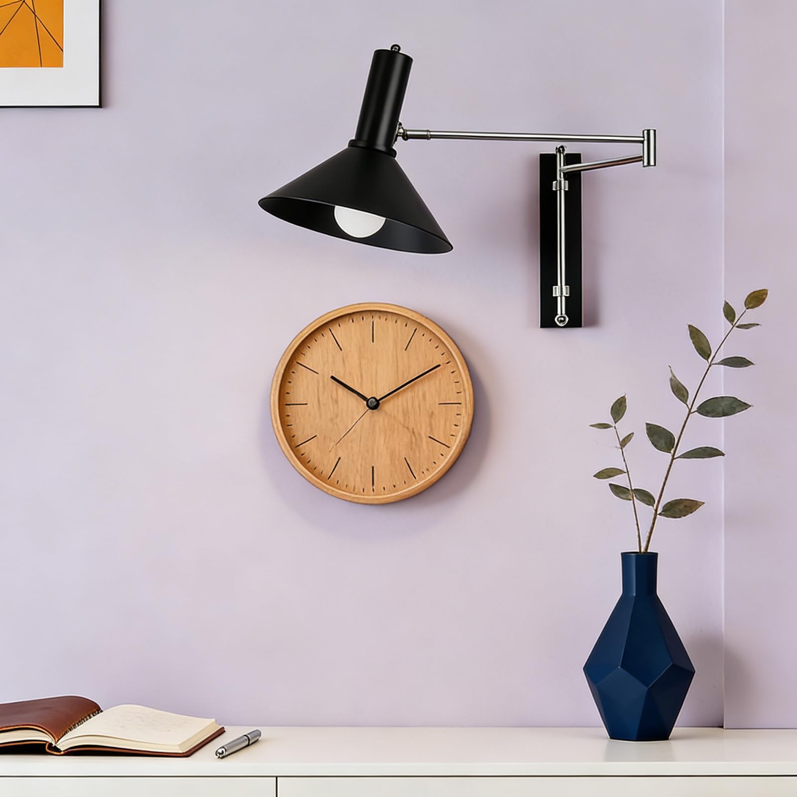 E27 Retro Wandleuchte Verstellbarer Schwenkarm Wandlampe mit Schalter und Kabel Vintage Industrie Innenbeleuchtung Langer Arm Wand Leselampe mit Einstellbarer für Schlafzimmer Büro,Schwarz