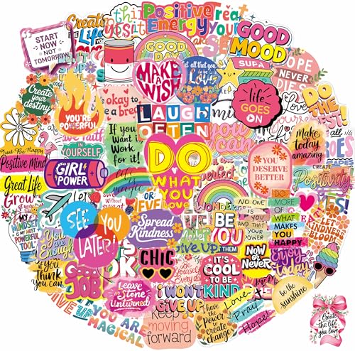 200PCS Motivational Stickers for Adults Teens Students, Inspirational Positive Affirmation Stickers for Vision Board Water Bottles Scrapbook Planner, Transparent Decals