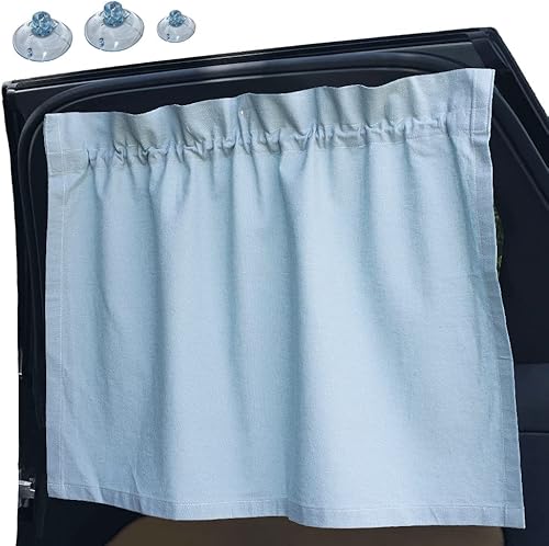 Parasol para ventana lateral de automóvil, con triple ventosa, lavables a máquina, con áglet de cuerda duradera, tela natural, fácil instalación