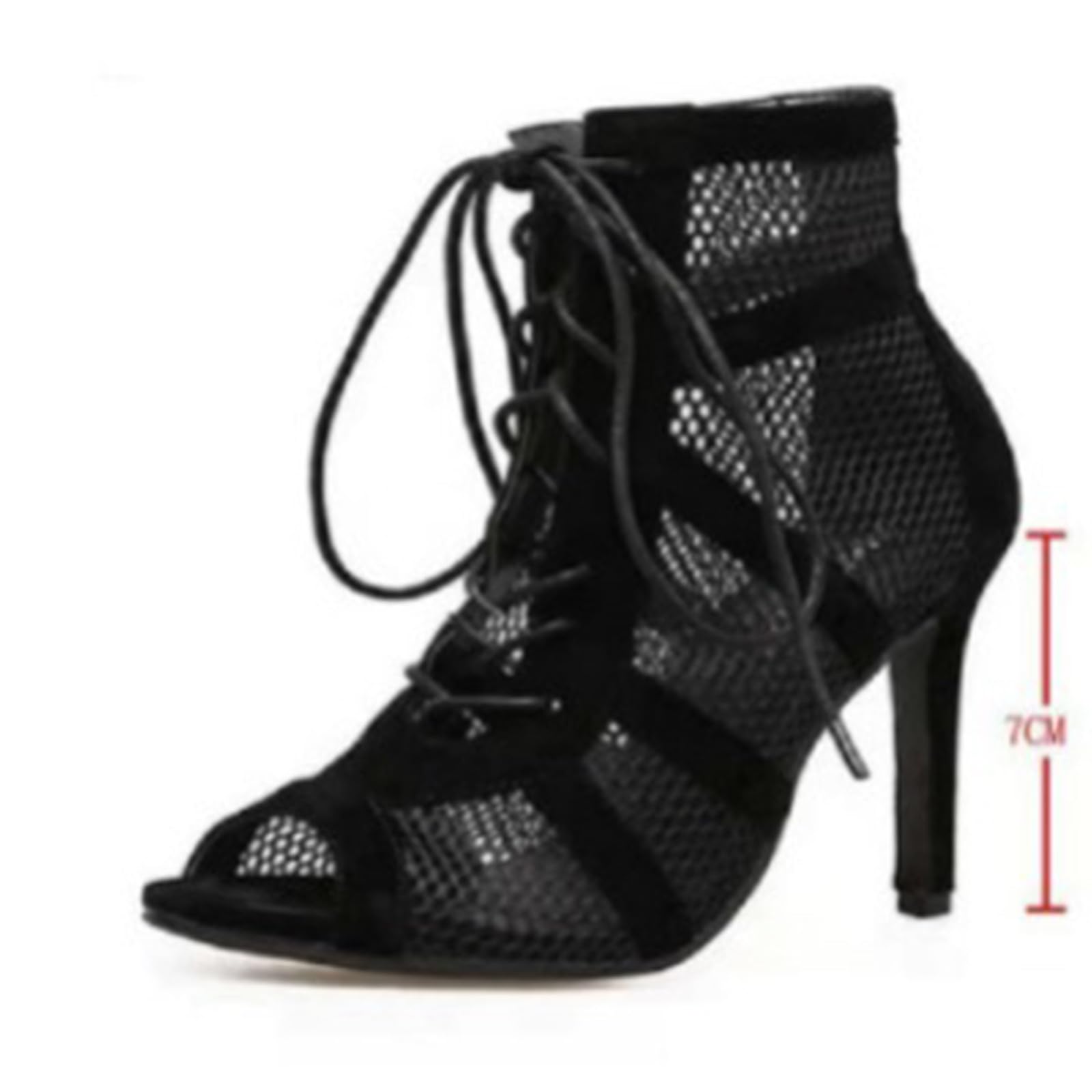Heels Dance Class Bootie Sandales à Talons Hauts Escarpins Sexy Escarpins Noir Mesh Stiletto Talons Hauts Sandales à Lacets avec Bouche de Poisson Chaussures de Danse pour Femme Sandale Confort