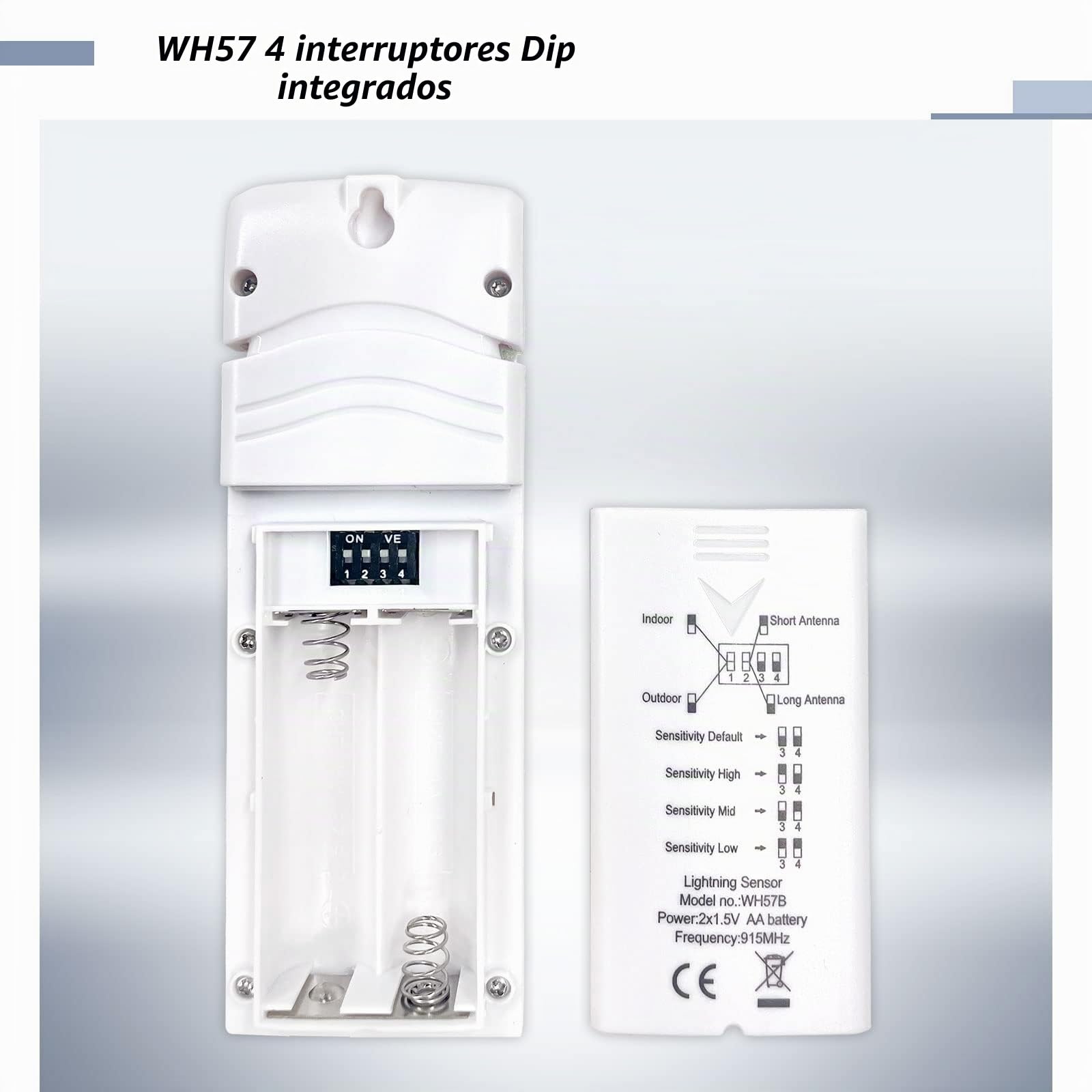 Ecowitt Sensor de detección de rayos inalámbrico WH57, sensor de estación meteorológica exterior para el ecosistema Ecowitt, solo accesorio 868MHz