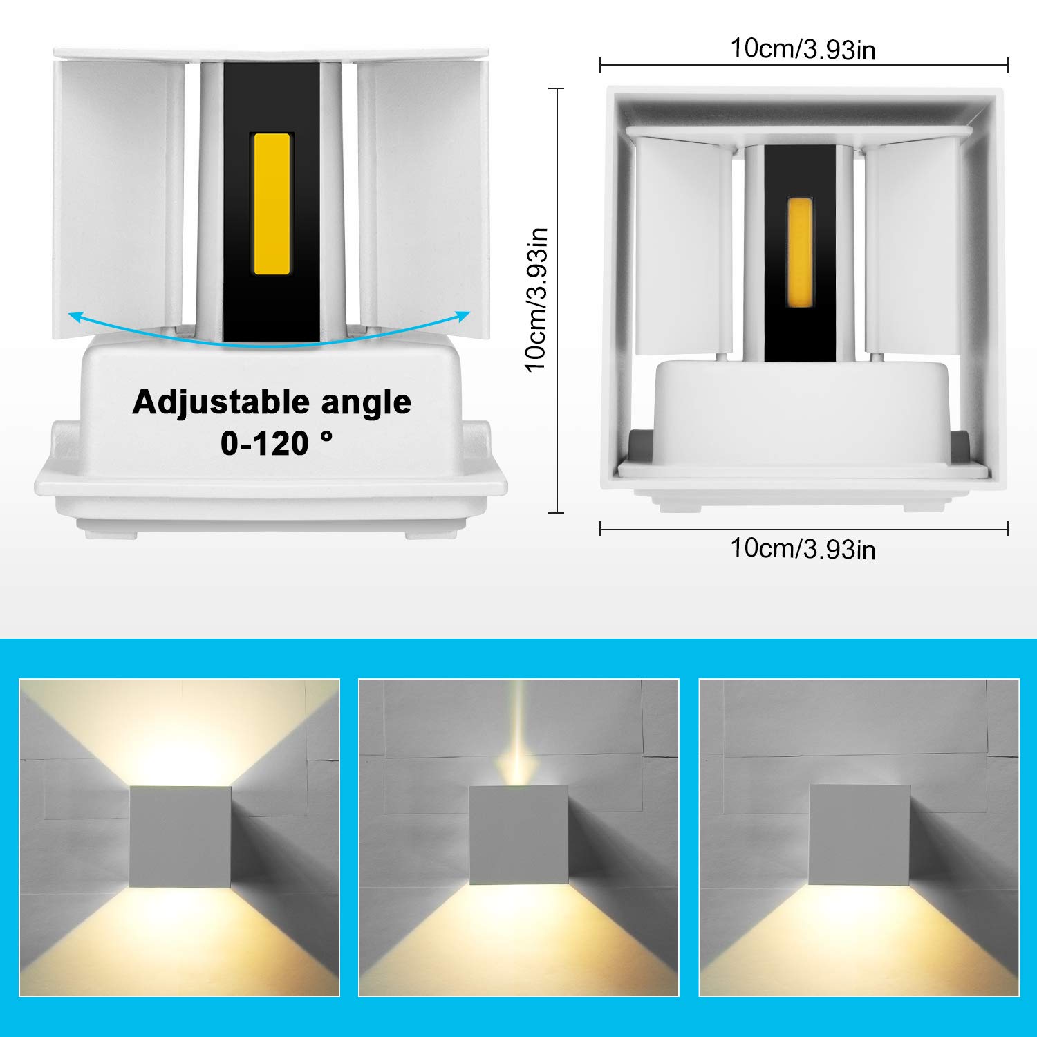 LEDMO 4 Pack Applique Murale Interieur/Exterieur 12W Appliques Murales 3000K Blanc Chaud Lampe Aplique Mural Moderne Design Etanche IP65