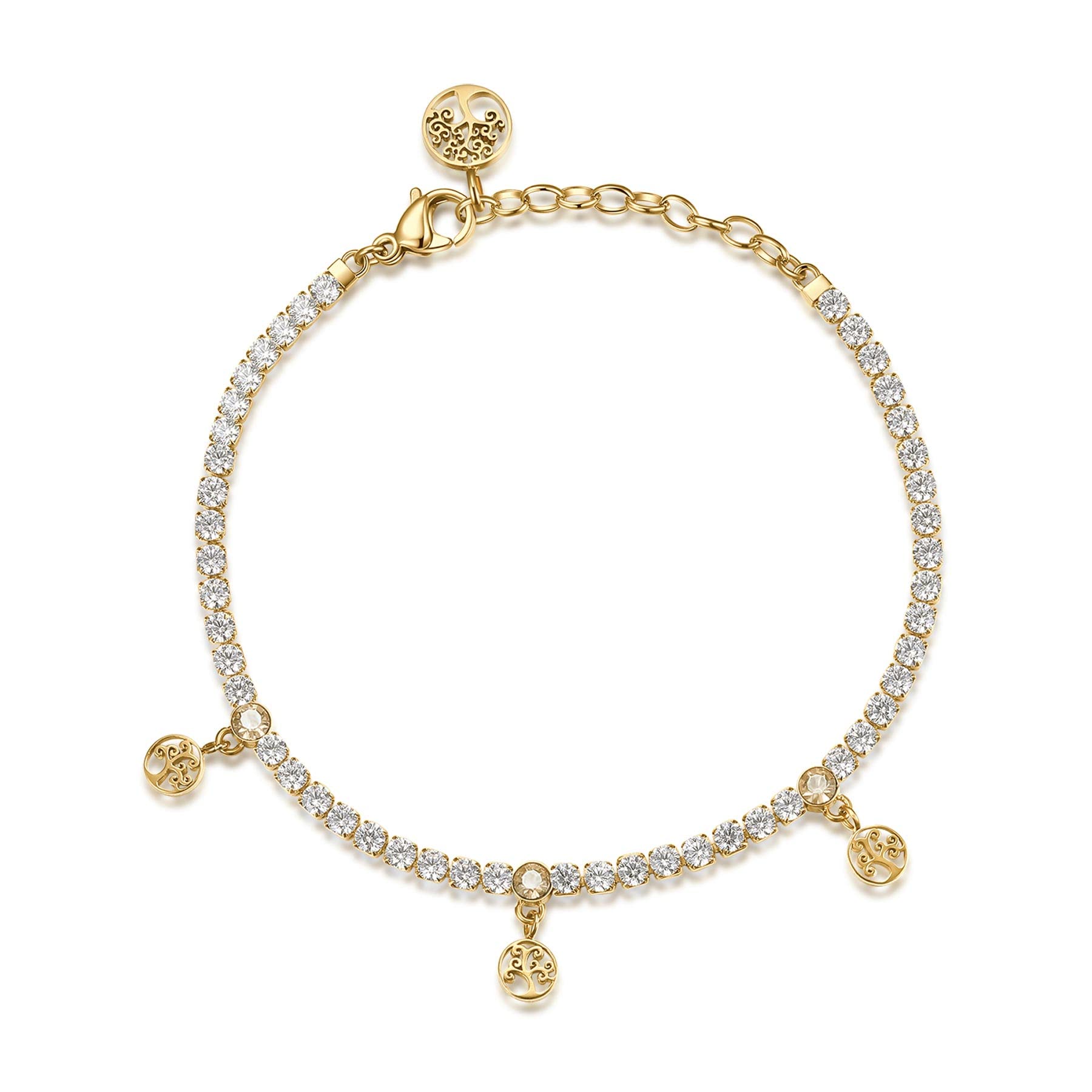 Brosway Bracciale Donna, Bracciale Tennis in Acciaio con Simbolo Albero Della Vita | Collezione Desideri - BEI021