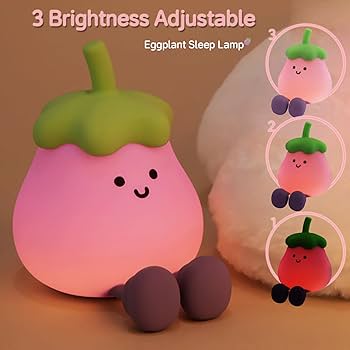 SMOORITA Eggplant Night Light for Kids, Cute Eggplant Sleep Lamp