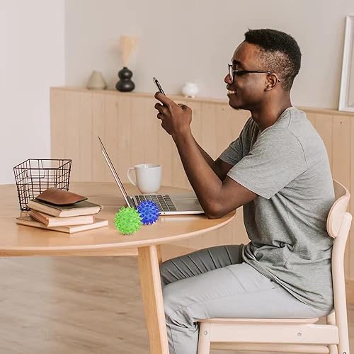 Miniatura 4 de Paquete de 24 bolas sensoriales de goma parpadeantes para aliviar el estrés, bolas de terapia con puntas LED intermitentes o para niños,