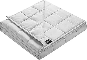 ZonLi Weighted Blanket for Adults (100% Cotton, 60"x80", 20lbs, Queen Size Light Grey) High Breathability Heavy Blanket, Soft Material with Premium Glass Beads, All-Season, Easy Care