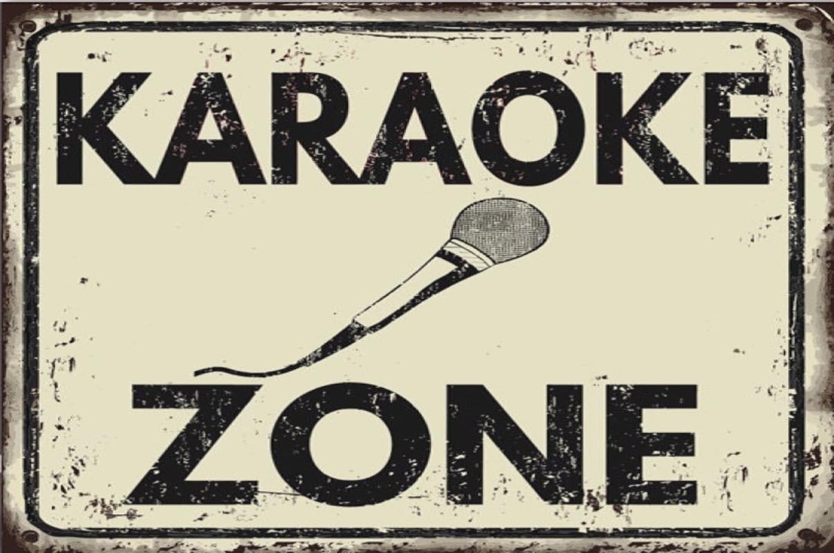 Kwqdozf Tin Sign-9 12X16inch Karaoke Zone Vintage Metal Aluminum Tin Sign Door Signs 12X16 Inc