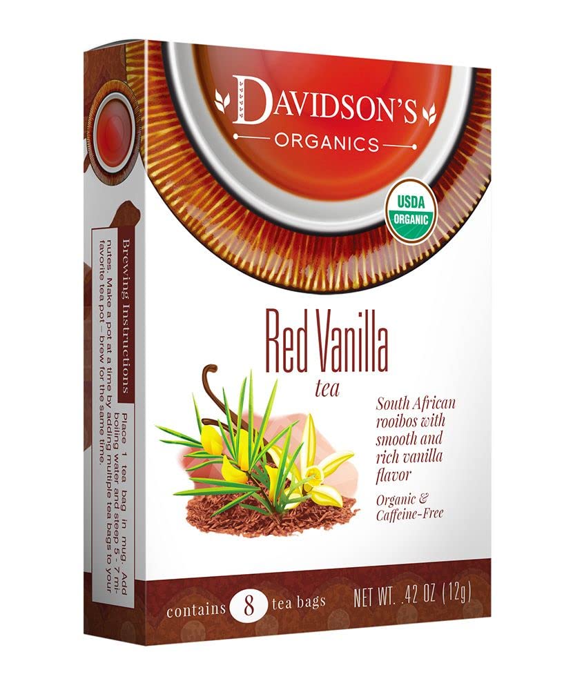 Davidson's Organics, Red Vanilla, 8-count Tea Bags, Pack of 12