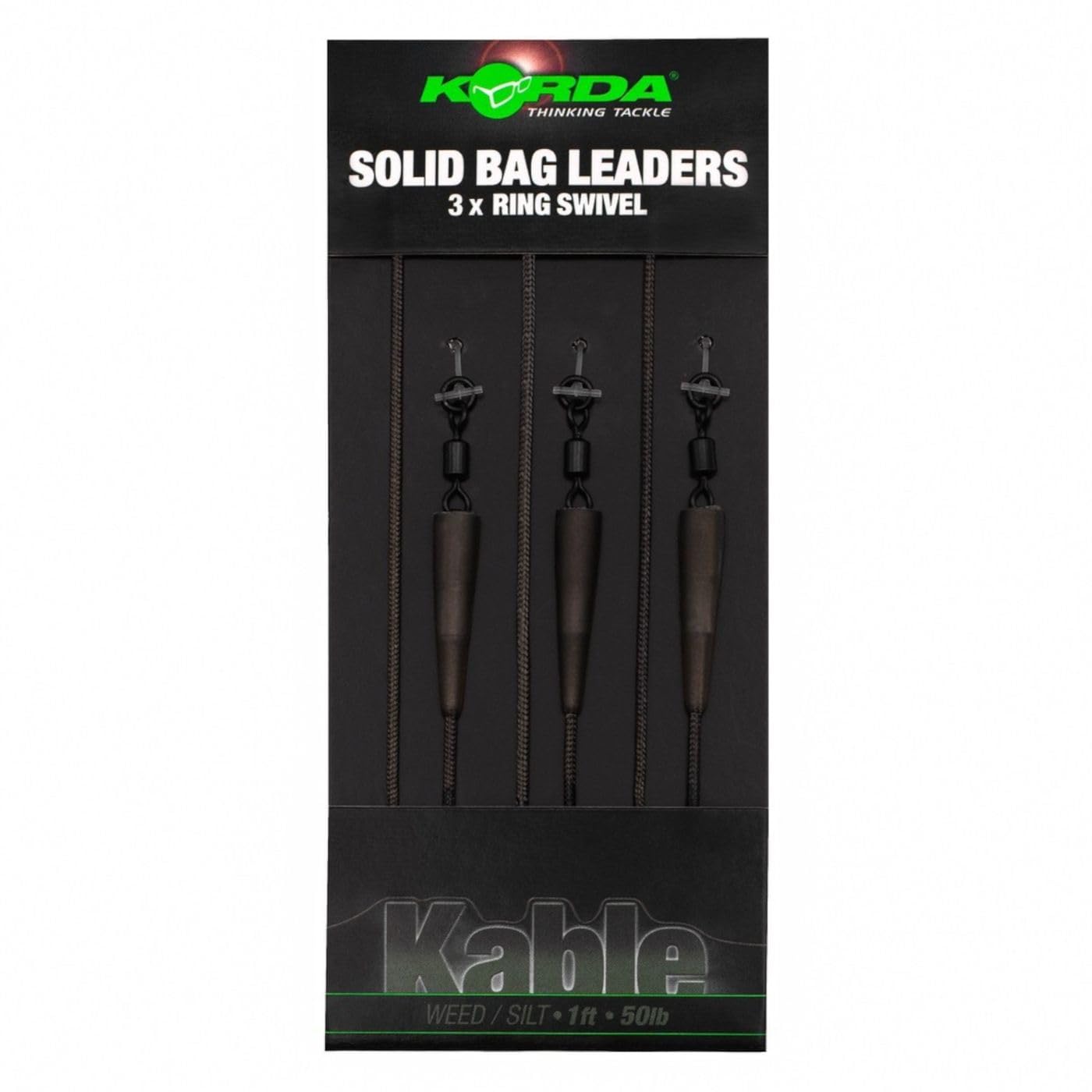 Korda Solidz PVA Bag Leaders | Ready-Tied 50lb Leadcore Leaders | 3 Pack | Carp Fishing Inline Lead Setup