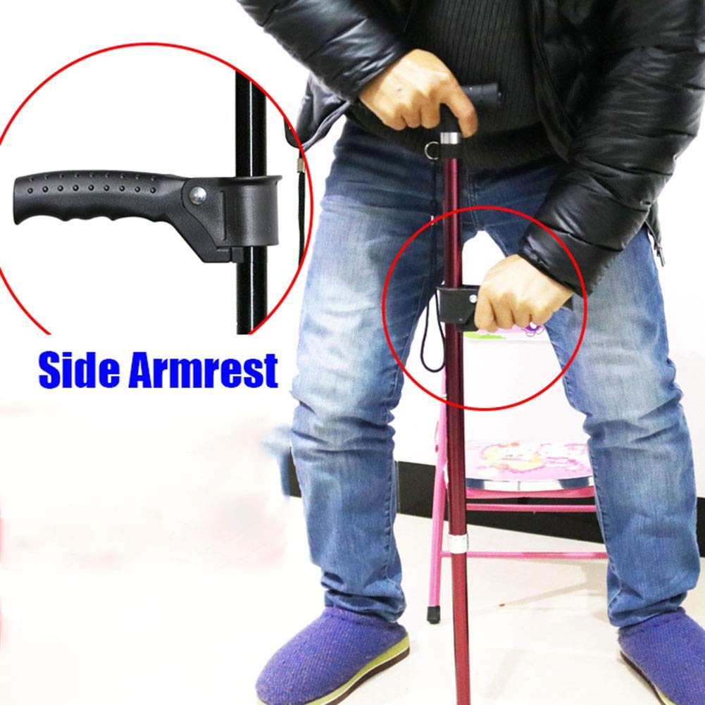 Bastón con luz LED con Mango ergonómico, 10 Niveles de Altura Ajustables, muletas para Personas Mayores, Hombres o Mujeres, bastón para discapacitados (Negro) Star of Light