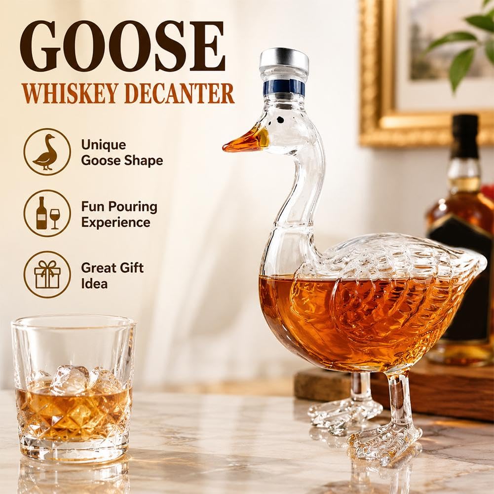 Szklana karafka do whisky z gęsim wzorem, unikalny pojemnik na alkohol do degustacji piwa, wystrój domu, prezent ślubny, Dzień Ojca, wieczór kawalerski, przedmiot kolekcjonerski
