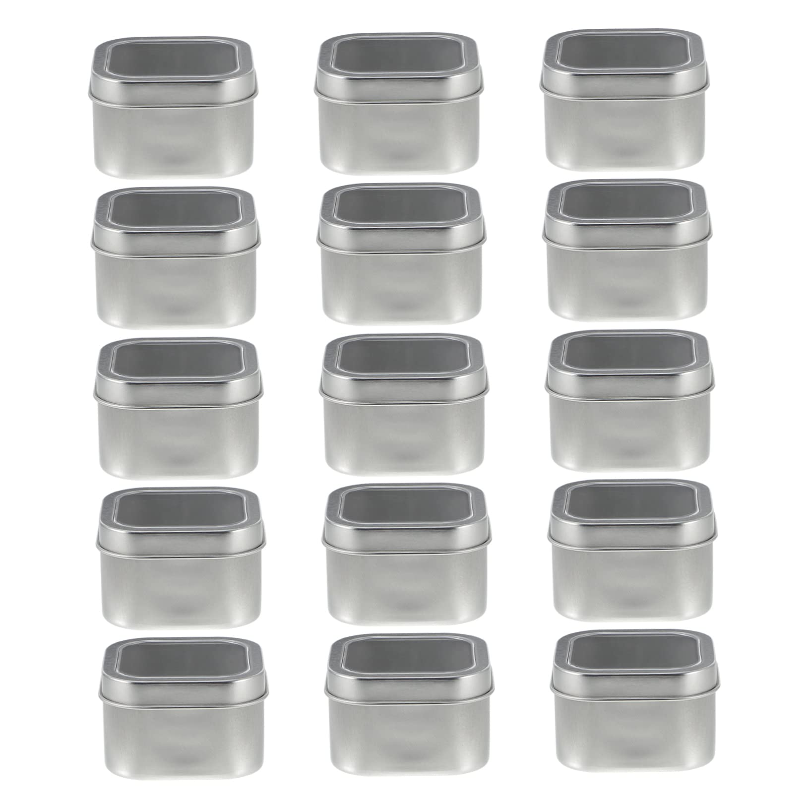 Angoily 15pcs Square Metal Tins with Lids Storage Containers for Candle Making and DIY Crafts Tinplate and Material for Aromatherapy and Ointments
