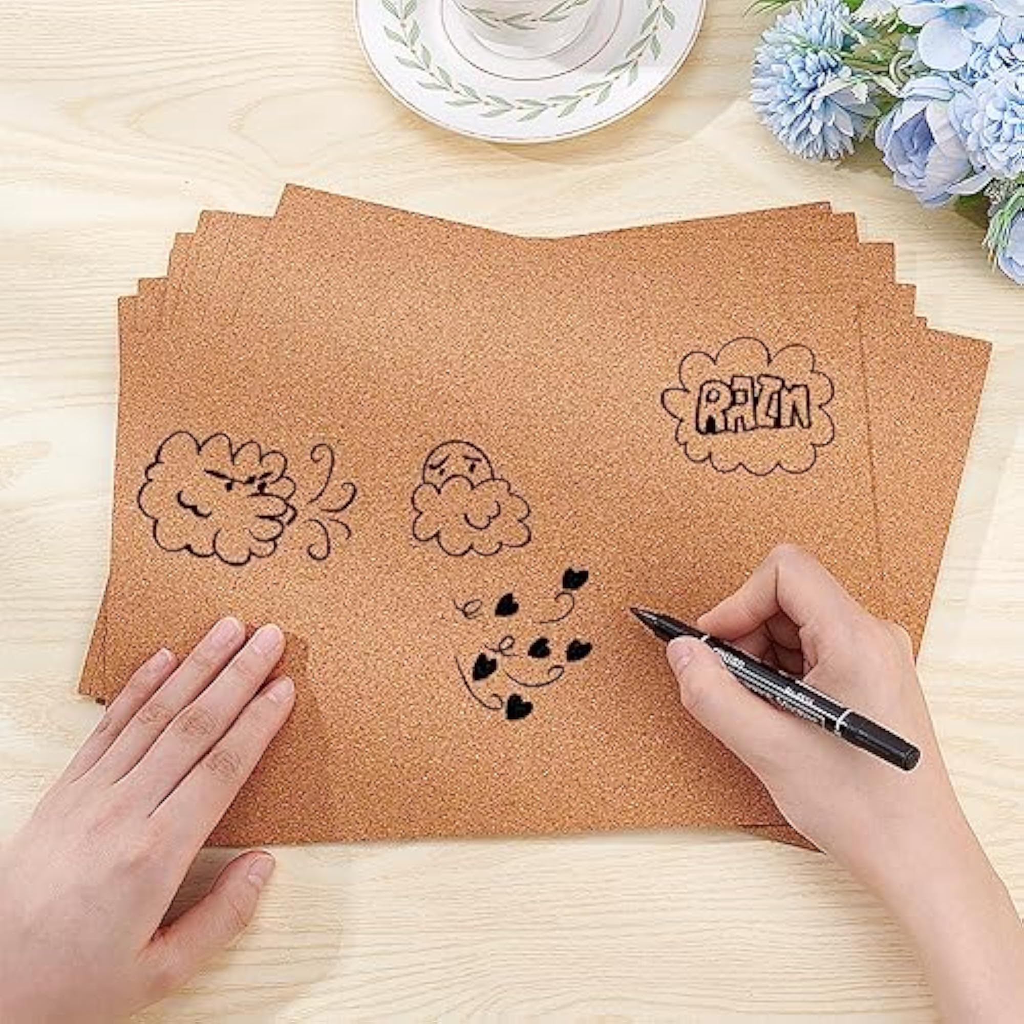 8 Pack A4 Size Self-Adhesive Cork Sheets