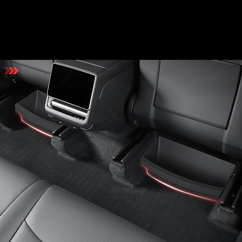 Boîte de rangement en TPE sous siège pour Tesla Model Y Juniper 2025 - Tiroir intérieur de voiture - Accessoires de voiture - Bac de chaise - 1 pièce
