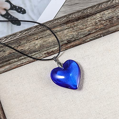 COLORFUL BLING Chunky Glass Puffy Heart Choker Necklace Coloured Glaze Heart Charms Pendant Necklace Y2K Aesthetic Simple Jewelry for Women2