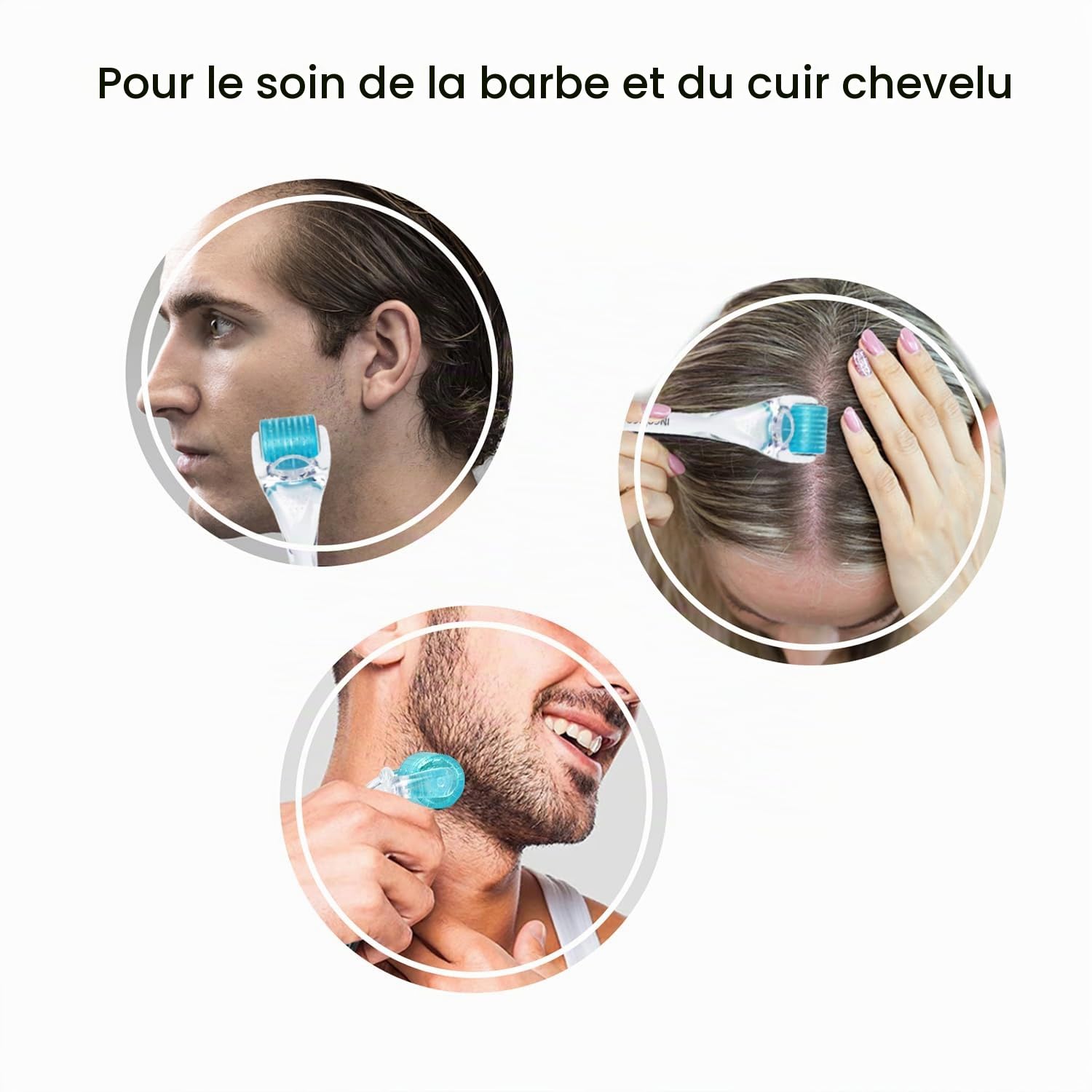 Derma Roller Cheveux Repousse 0,5, Rouleau de Croissance de la Barbe avec 200 Vraies Individuel Aiguilles en Titane, Microneedling Roller pour Visage, Corps et Cuir Chevelu Hommes et Femmes