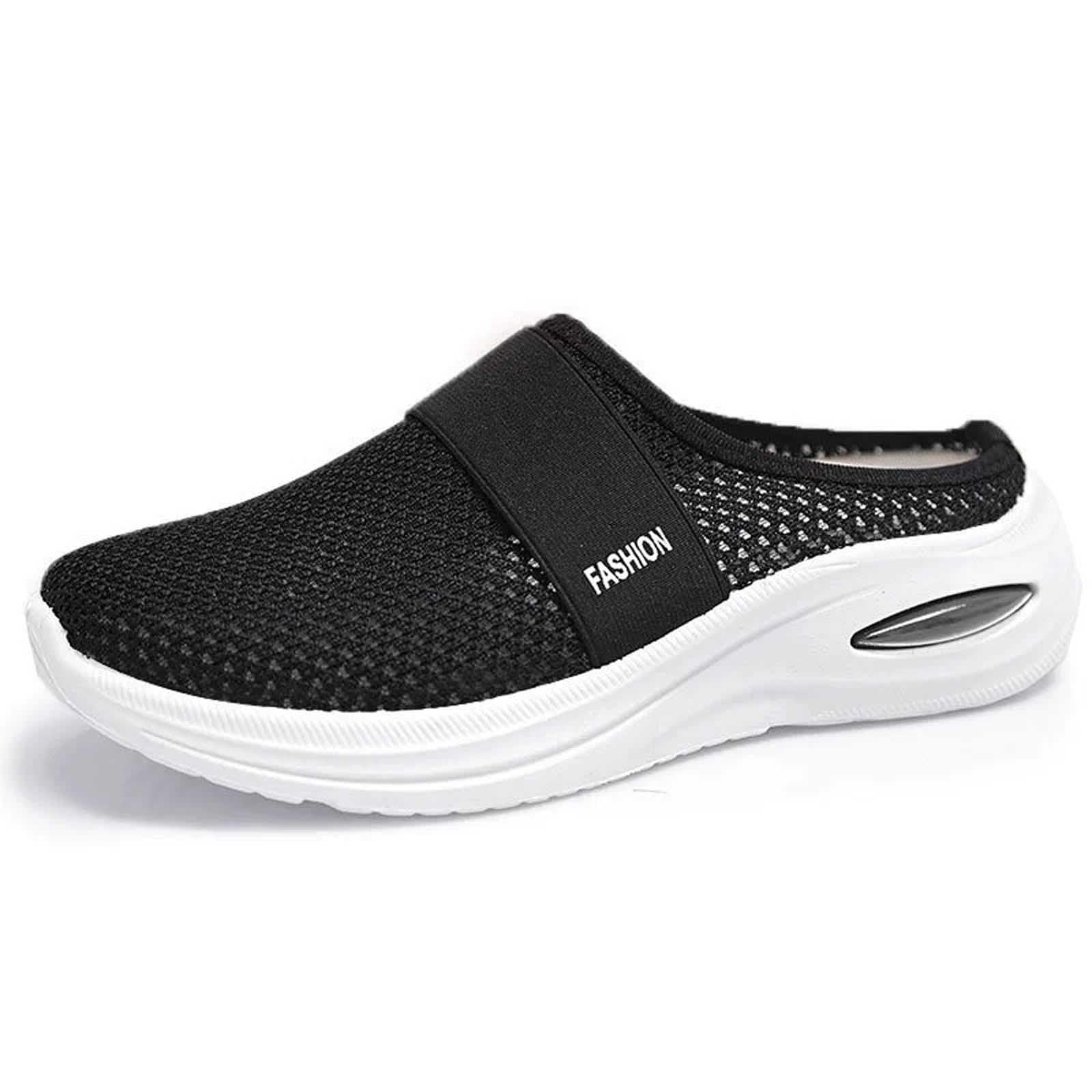 Pantuflas de casa para mujer, para primavera y verano, de tela de red de color sólido, antideslizantes, cómodas, para la playa