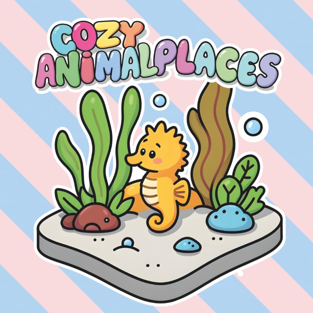 Cozy Animal Places Coloring Book: Simple Designs of Adorable Pocket Worlds and Cozy Miniature Scenes - Bold and Easy Style