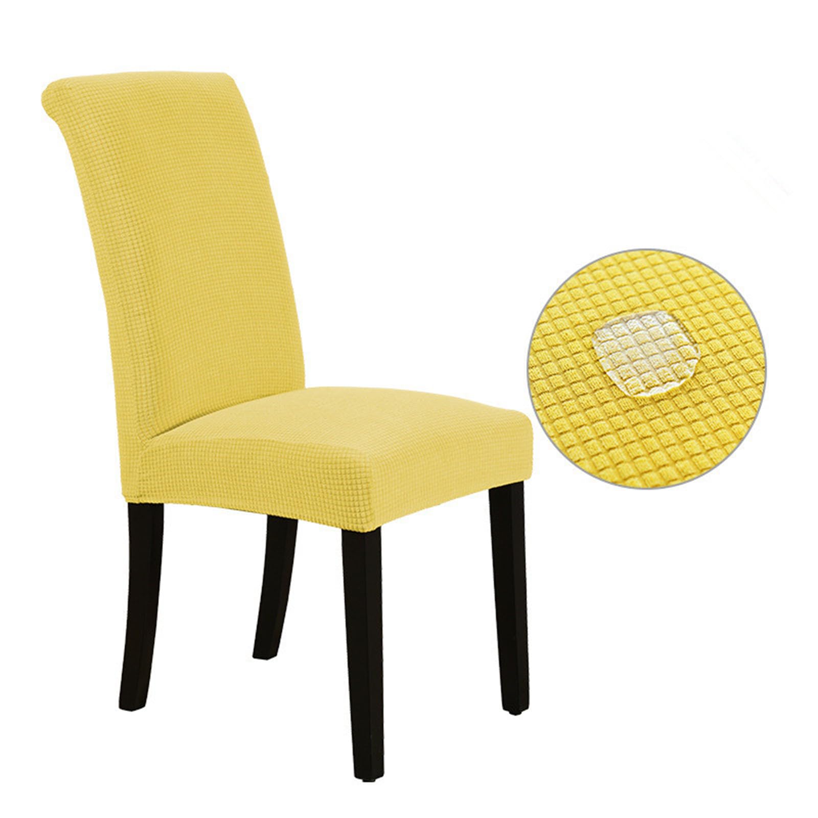KYJSW Premium Effectively Waterproof Chair Covers 2/4/6 Pieces Stretch Tartan Chair Protector for Dining Chairs Washable Removable (Yellow,Set of 2)
