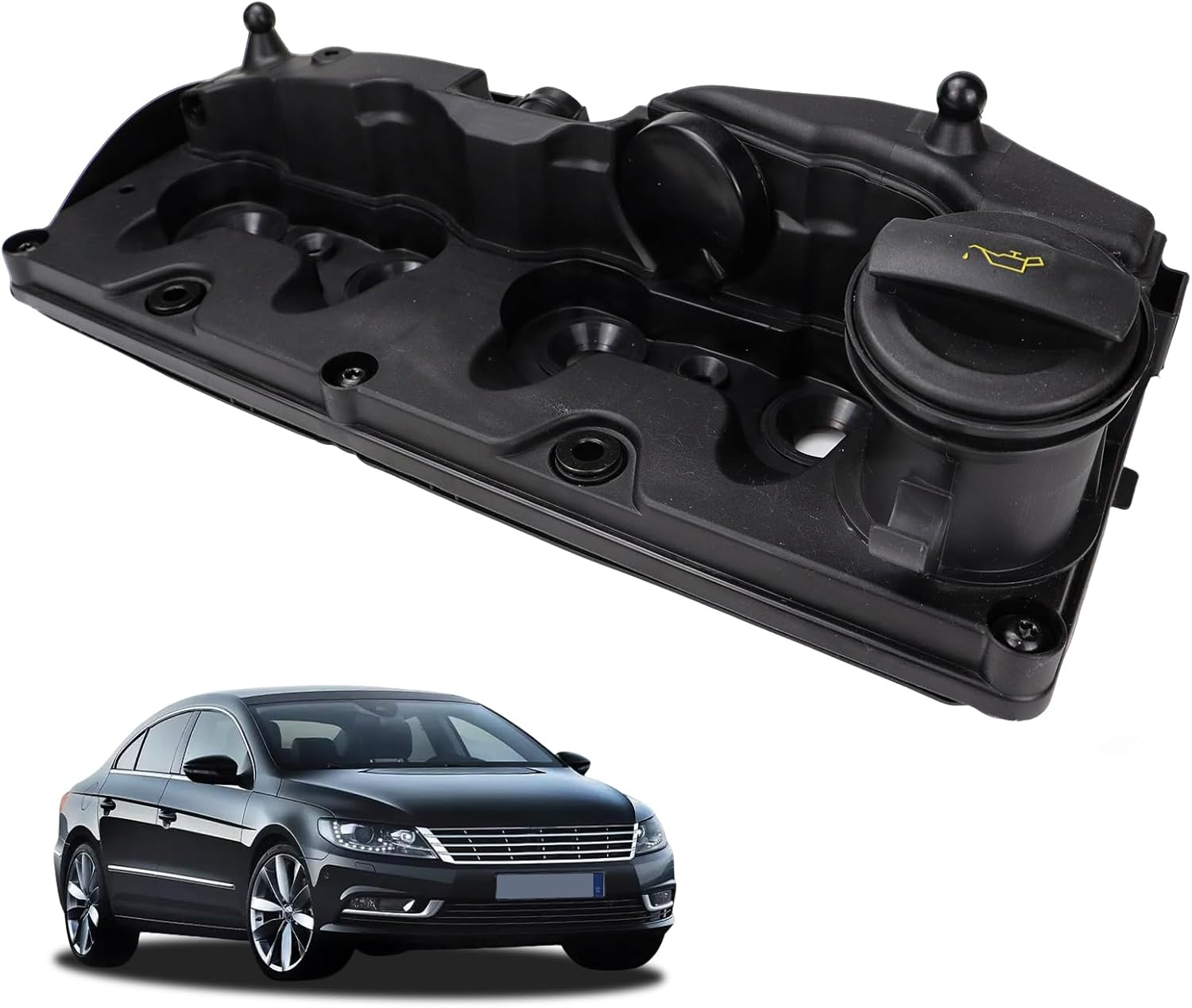Upgraded Engine Valve Cover with Valve Cover Gasket, Oil Filler Cap and Bolt Compatible with Volkswagen Passat L4 2.0L Diesel (12-14) Replaces 03L103469R, 03L103-469-R