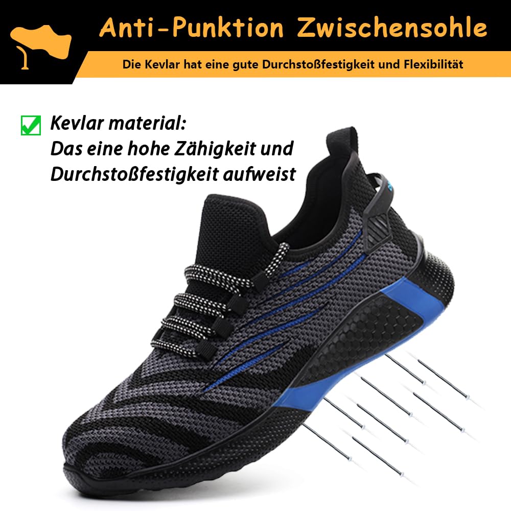 Zapatos de Seguridad para Hombre Ligeros Zapatos de Trabajo con Punta de Acero Zapatillas de Seguridad Mujer Transpirables Antideslizante