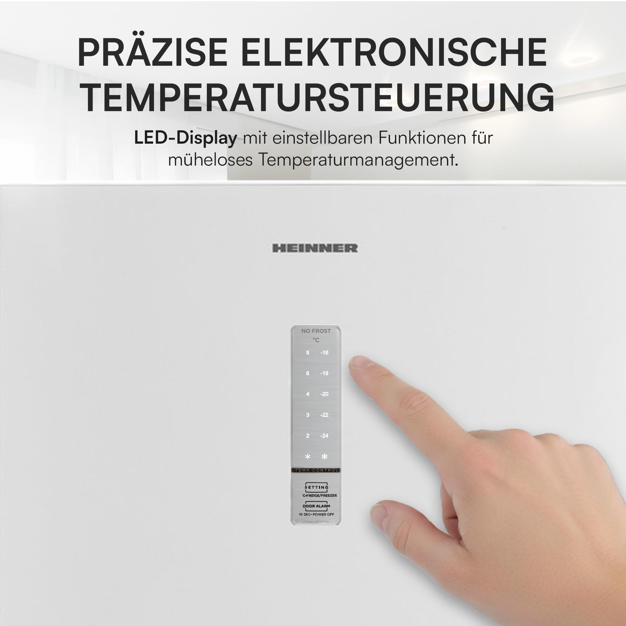 HFF-M272NFCE++ – 272 L NO FROST Gefrierschrank/Convertible Kühlschrank & Gefriergerät, LED‑Display, Elektronische Steuerung, Weiß‑Optik, 5 Jahre Garantie (Weiß)