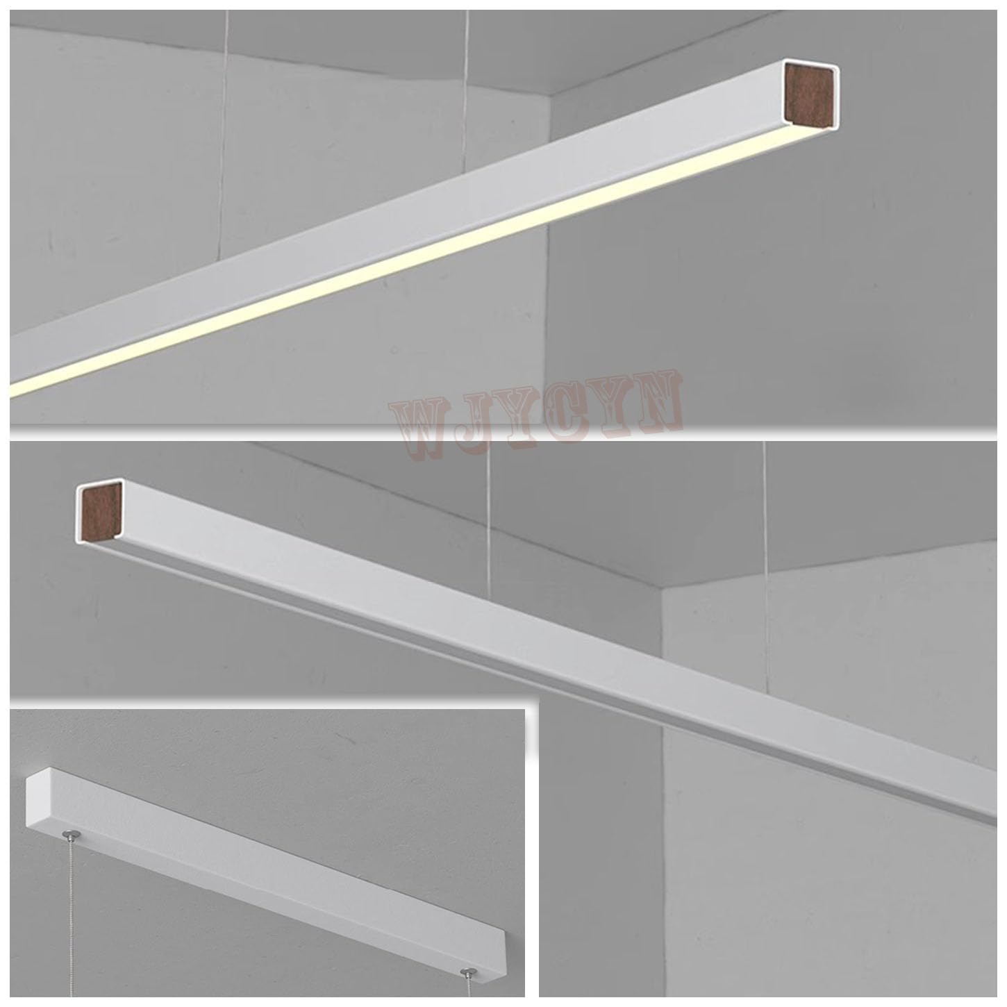 Moderno LED pendente Tavolo da pranzo Dimmerabile Materiale acrilico Lampada a sospensione Lampada da sala da pranzo Design lineare Lampadario con telecomando per ristoranti Ufficio L150cm 60W Bianco