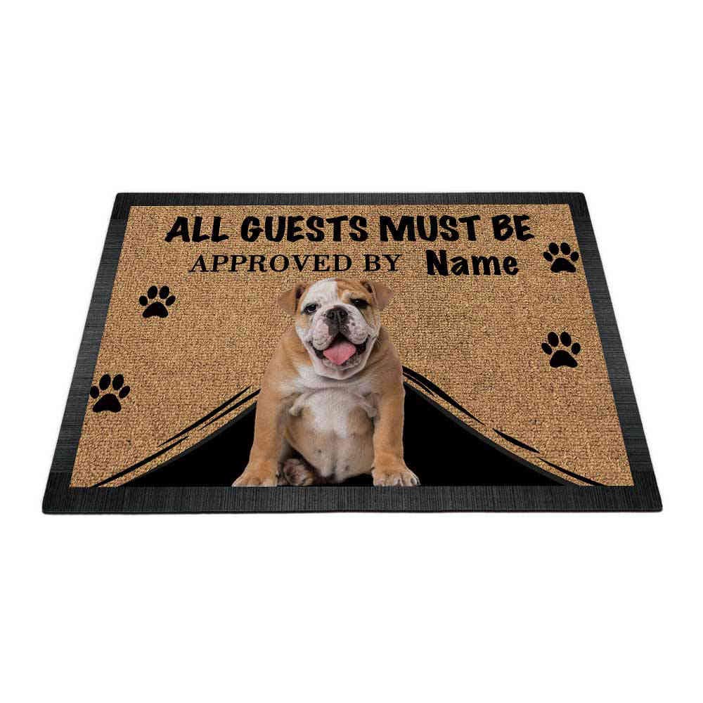 Spersonalizowana wycieraczka z My Love Dog uroczy buldog angielski szczeniak powitalna mata podłogowa wszyscy goście muszą być zatwierdzone 60 cm x 40 cm