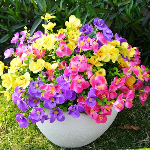 trytuny Artificial Flowers for Outdoor, Realistic Faux Plants for Outside Indoor Porch Patio Window Box Planter Home Decor (12pcs -red) 12PCS - red