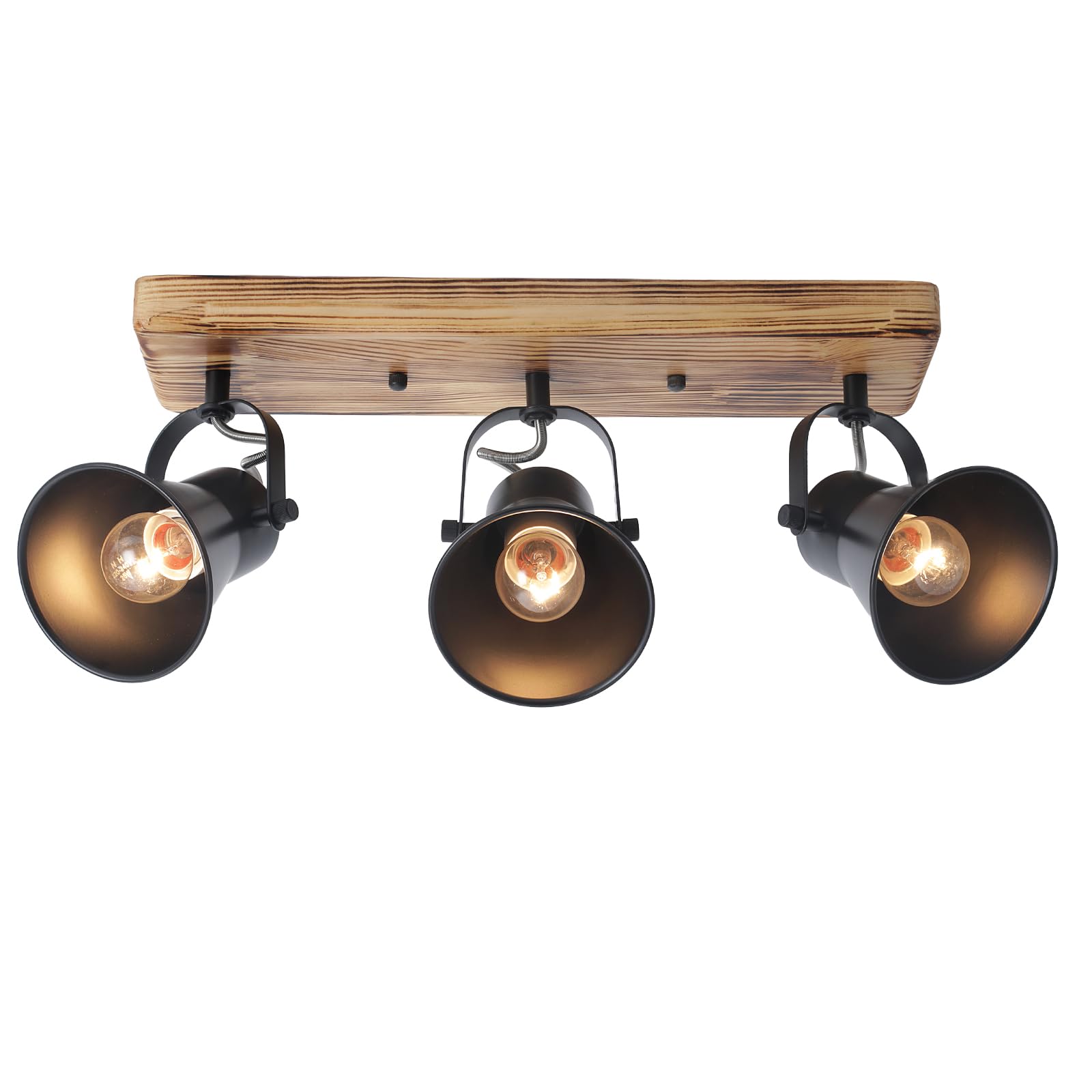KEESFU 3-Light Track Lighting Kit, Wood Semi Flush Mount Ceiling Light with 3 Rotatable Heads – Modern Farmhouse Kitchen Lighting Fixtures Ceiling for Living Room, Bedroom, Hallway, Bathroom