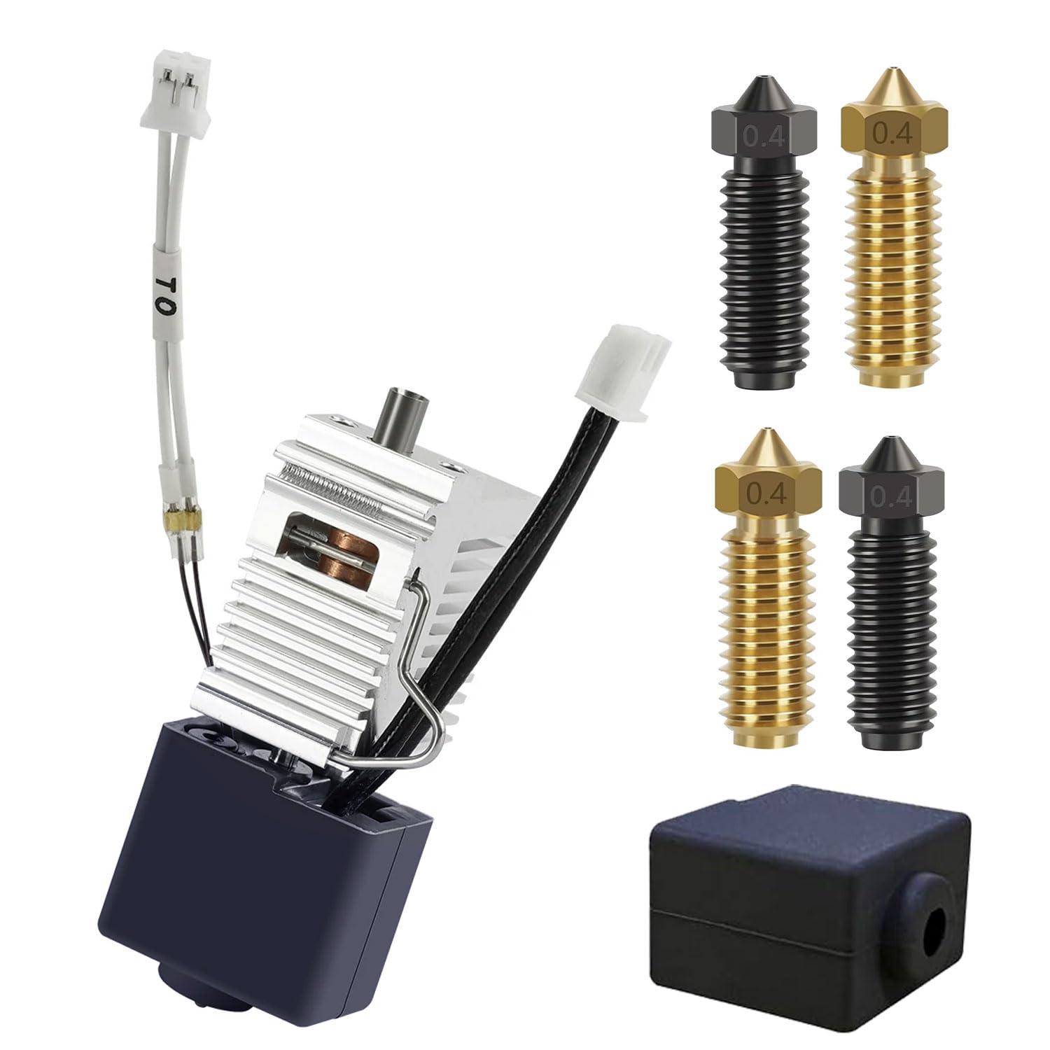 Upgrade 2.0 Version Hotend (No Leakage) for Kobra 3 Combo/Kobra 3 V2 Combo Hot End Kit Print Head Heat Sink Radiator Block Heating Cartridge Rod Extra Silicone Cover and 0.4mm Nozzles