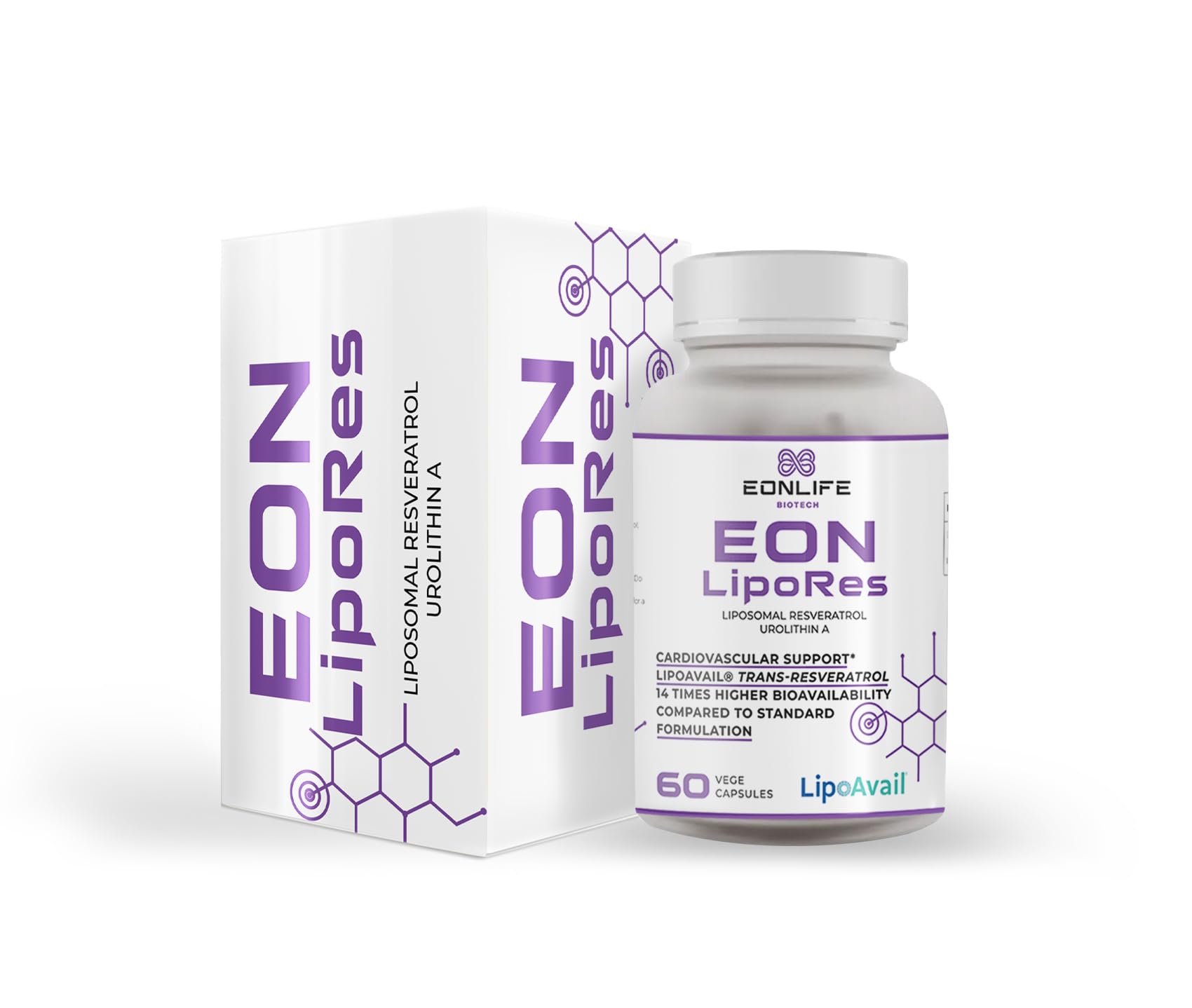 EON LipoRes – Liposomales Resveratrol 300mg + Urolithin A LipoAvail® bis 14× höhere Bioverfügbarkeit Trans-Resveratrol & NAD+ Mitochondrien Anti-Aging Herzgesundheit Glasflasche 3er-Pack
