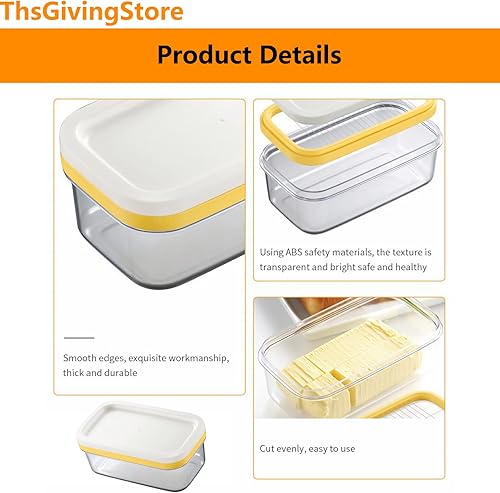 Miniatura 7 de Mantequillera con tapa y red de corte, recipiente de mantequilla de silicona hermético transparente 2 en 1 para cortar y almacenar, platos de queso