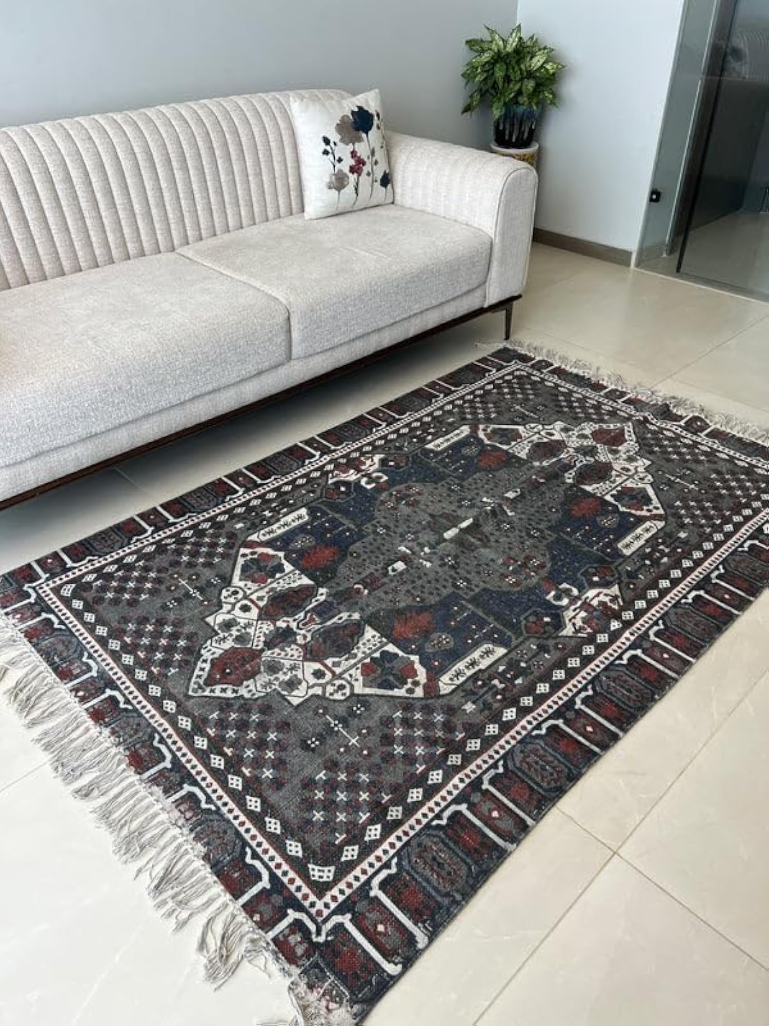 Moroccan Cotton Multicolor Carpet, 4 X 7 ft