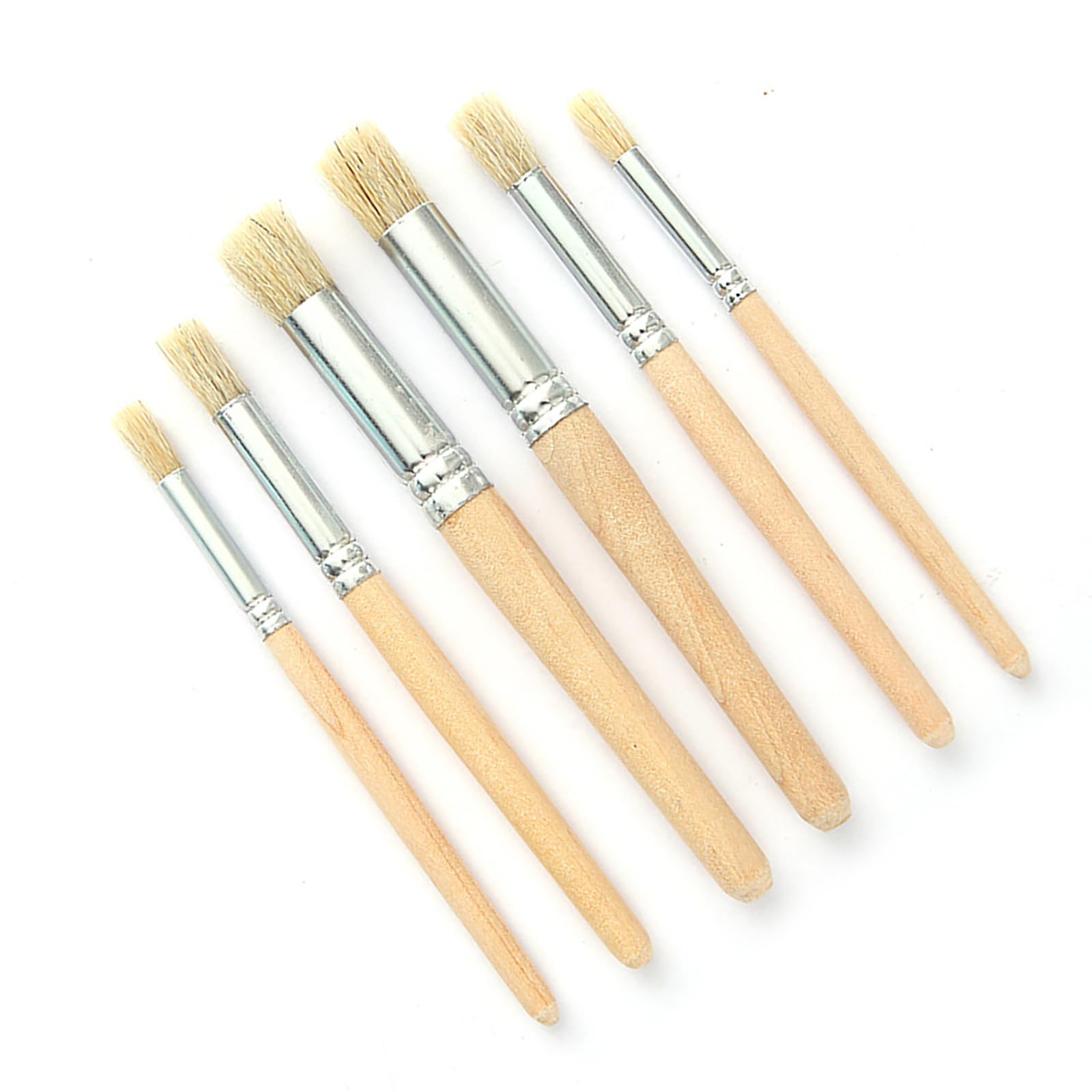 Juego de 6 Pinceles de Madera para esténcil, Pinceles para Pintura acrílica, Kit de Manualidades para óleo, Acuarela y Lienzo.