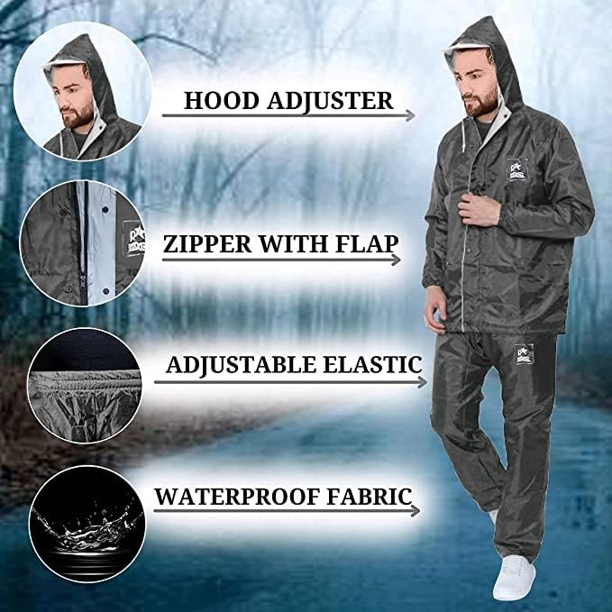 Image of Premium Brand Rain Coat for Men's & Women(Rain Coat for Men Waterproof for Bike Raincoat for Men with Hood. Set of Top and Bottom. Classic Series