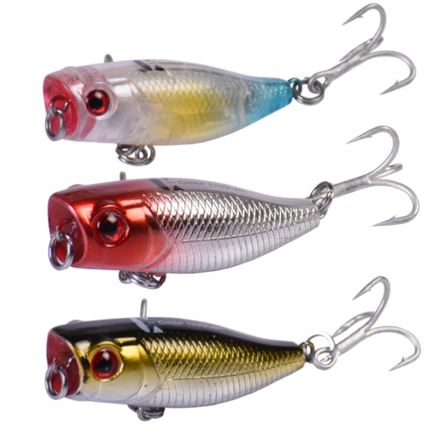Tiny Pop Ultralight Popper Fishing Lure Saltwater and Freshwater Artificial Live Action Bait 42mm 4g Set of 3-image-36