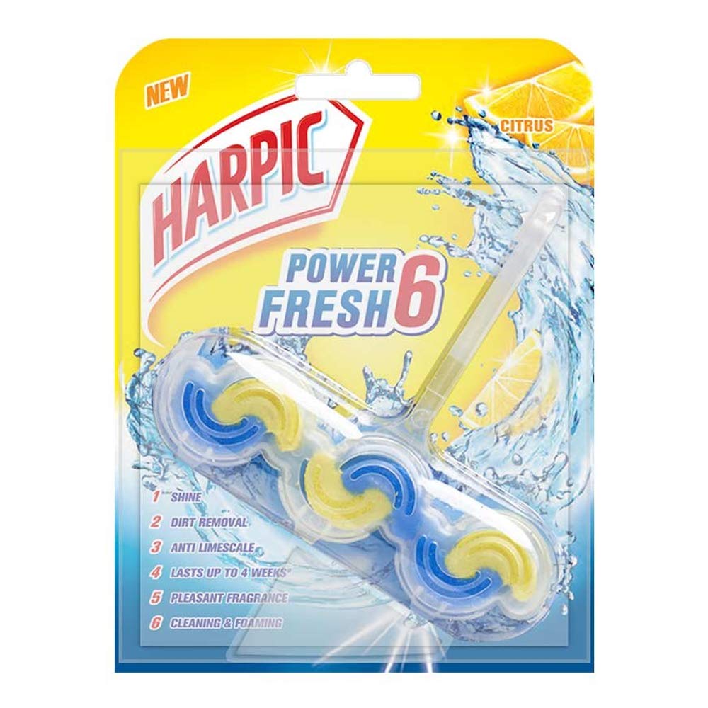 Harpic Active Fresh Toilet Rim Block 6 Powers Sparkling Citrus 35G