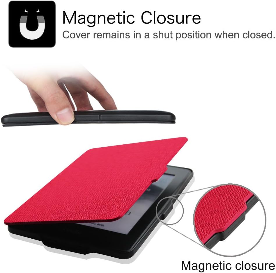 Fintie SlimShell Case for Kindle Paperwhite - The Thinnest and Lightest PU Leather Cover Auto Sleep/Wake for All-New Amazon Kindle Paperwhite (Fits All 2012, 2013, 2015 and 2016 Versions), Magenta
