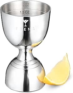 Etens Jigger for Bartending | Bar Cocktail Measuring Jigger 2 oz 1 oz | Shot Measure Jigger with Measurements Inside | Double Chaser Bell Jiggers | Drink Measure Alcohol | Bartender Tools