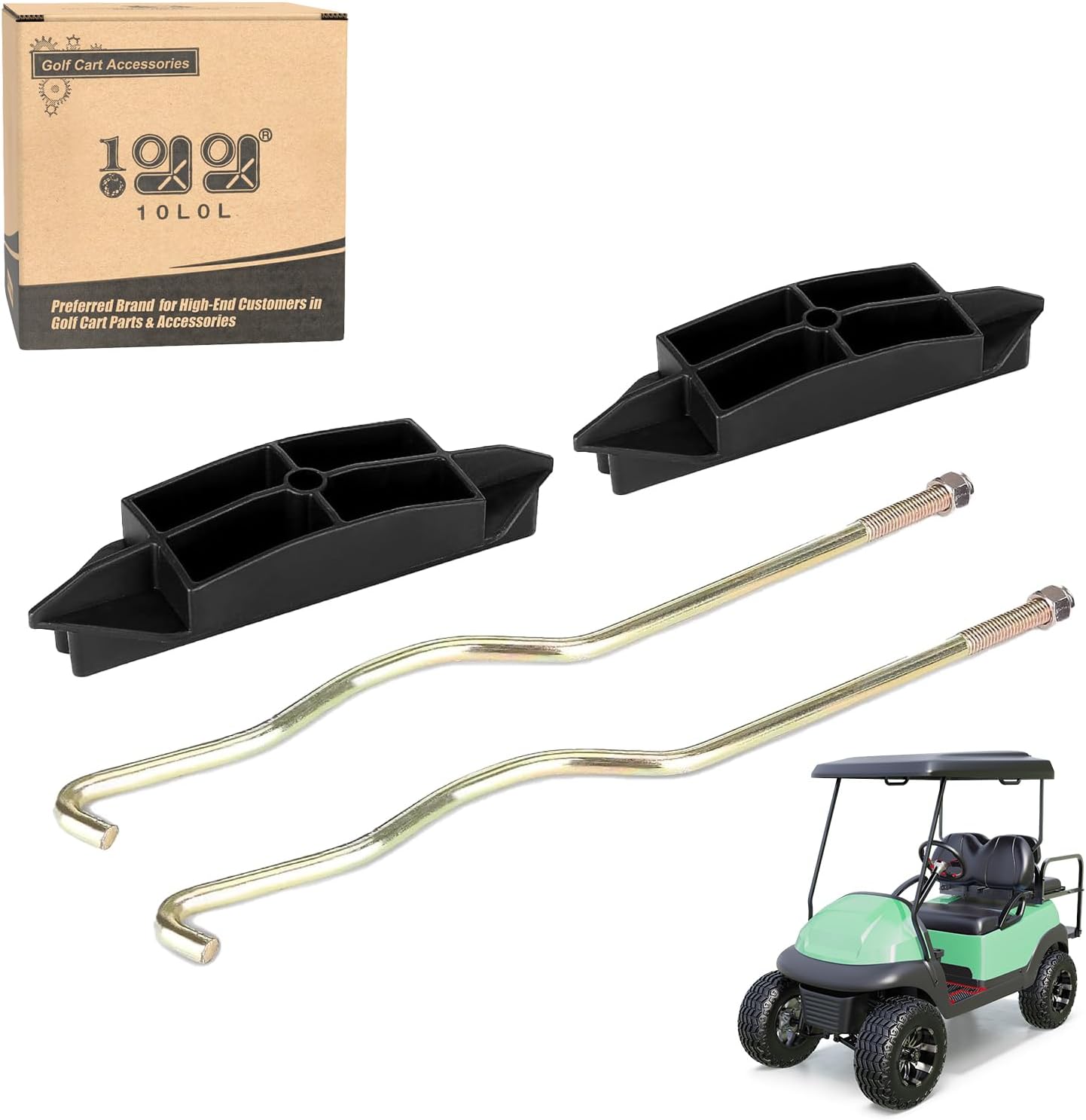10L0L Battery Hold Down Plate with Rods Kit for Club Car Precedent 2004-2009 48V (4 x 12V Battery) Electric Golf Cart, OEM# 102534001 102526801