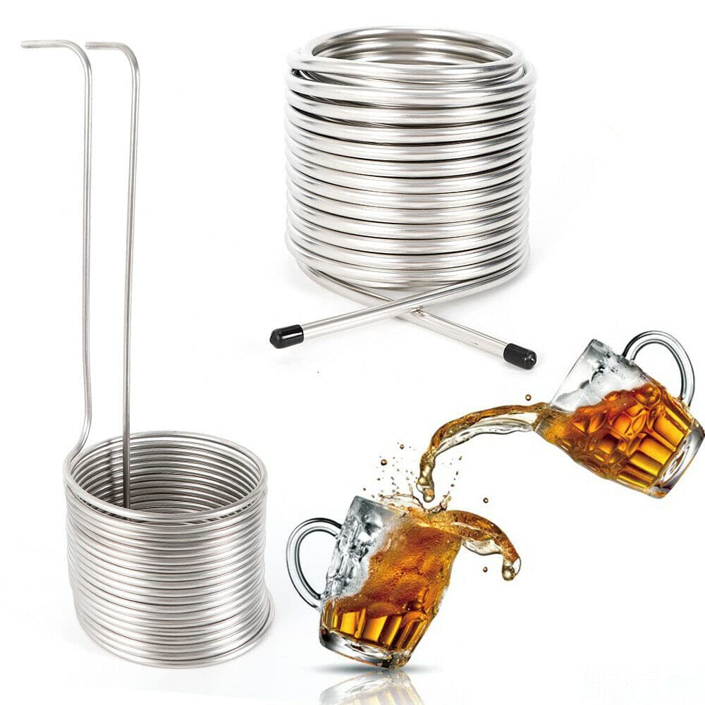 Stainless Wort Chiller Cooling Coil Pipe Stainless Steel Immersion Wort Chiller Tube Cooling Coil Pipe for Home Ice Bath Beer Brewing Tubing Coil, Silver