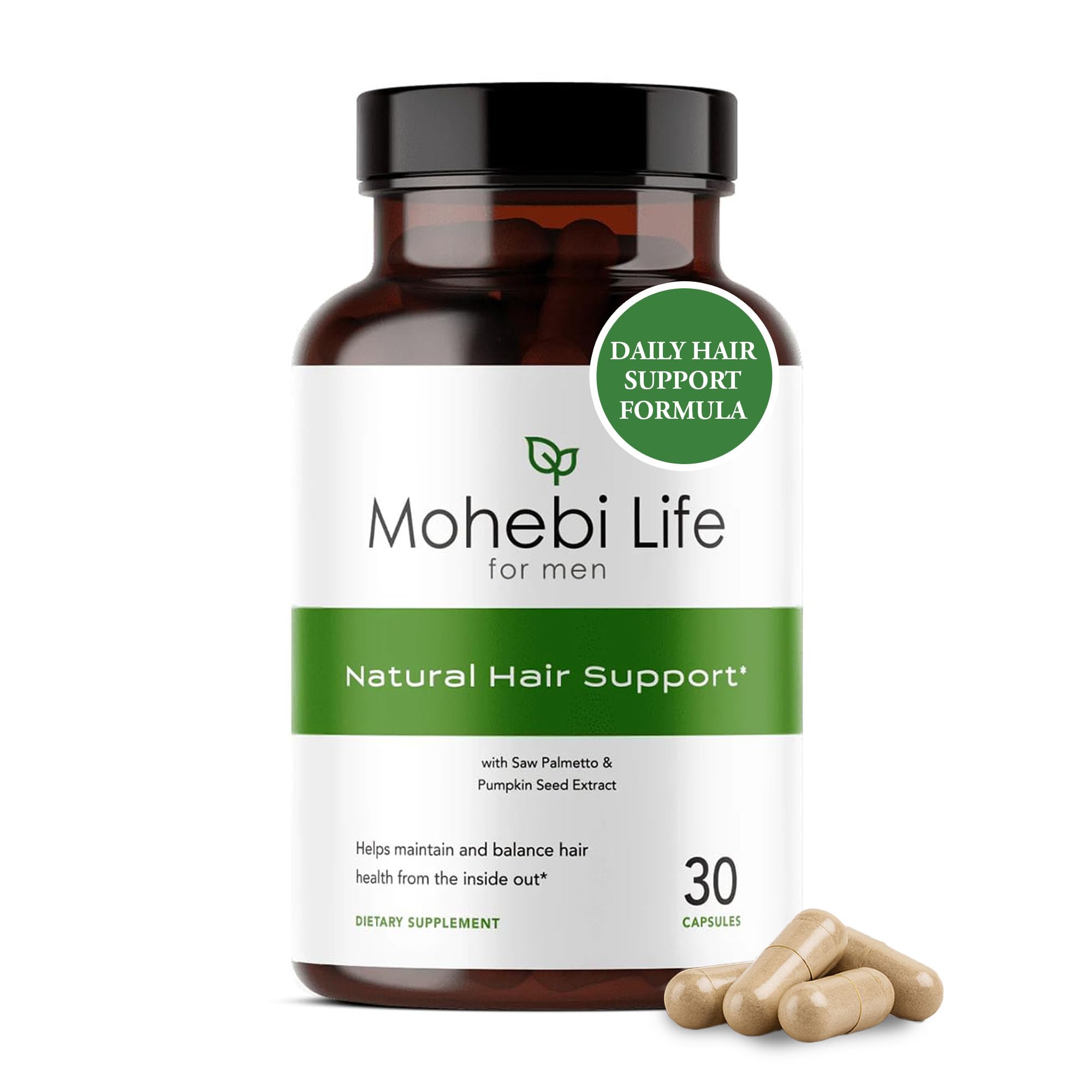 Hair Growth Supplement for Men – 30 Capsules with Saw Palmetto, & Pumpkin Seed Oil
