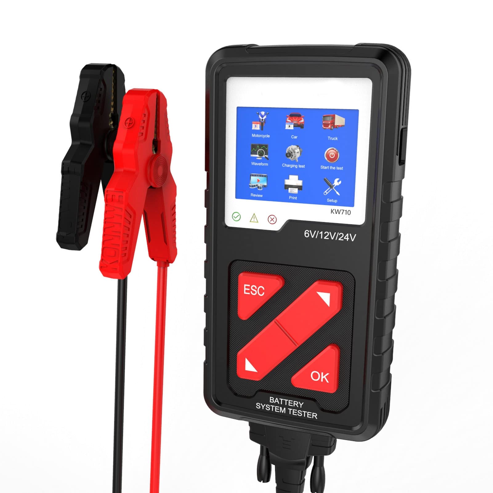 Tester Batteria Auto, 6‑24 V 100-2000CCA Tester Carico Batteria Luce di Promemoria Universale per Camion Moto